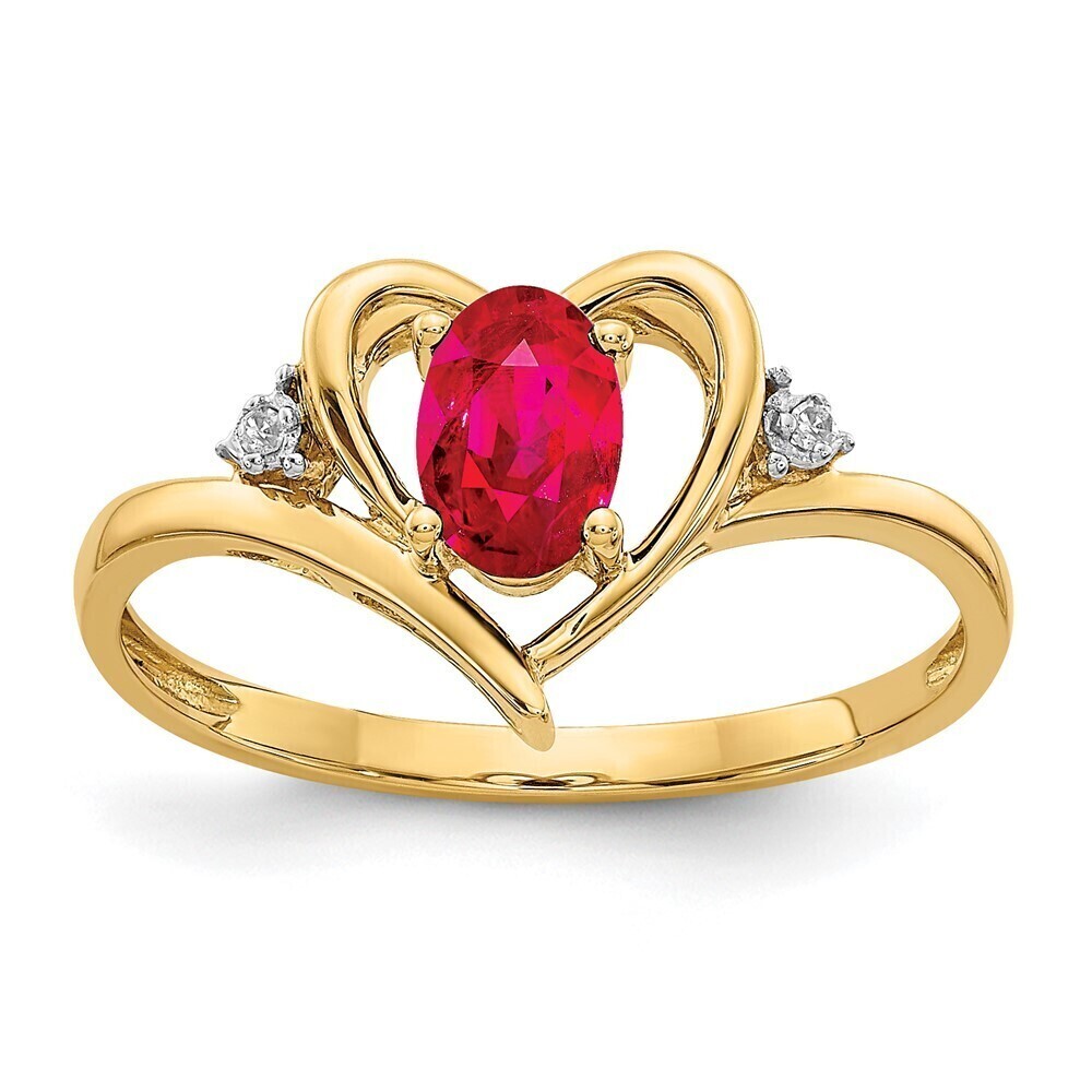 Kazi Luxury 14k Ruby and Diamond Heart Ring